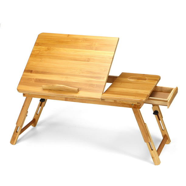 Hot Bamboo Wood Bed Tray Lap Desk Serving Table Foldable Leg Dinner Breakfast US 